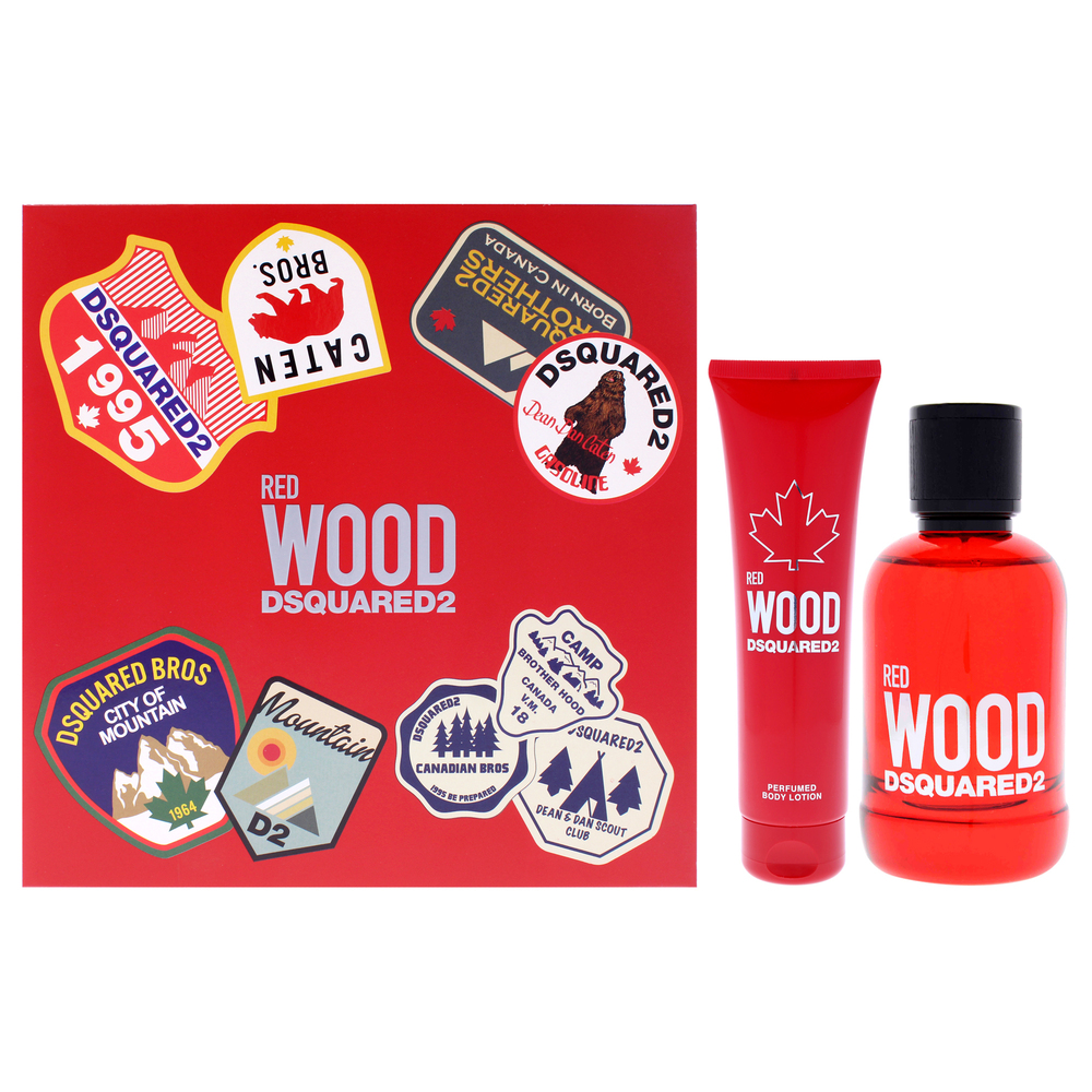 Red Wood by Dsquared2 2 Pc Gift Set 3.4oz EDT Spray, 5.0oz Perfumed Body Lotion